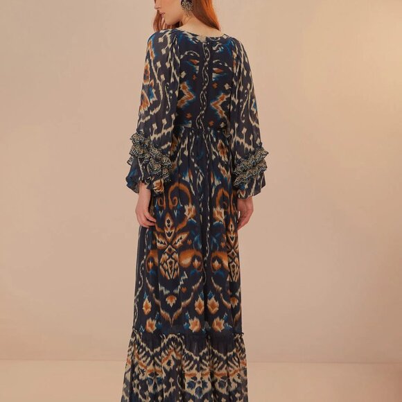 Farm Rio Pineapple Ikat-Inspired Maxi Dress - Picture 8 of 13